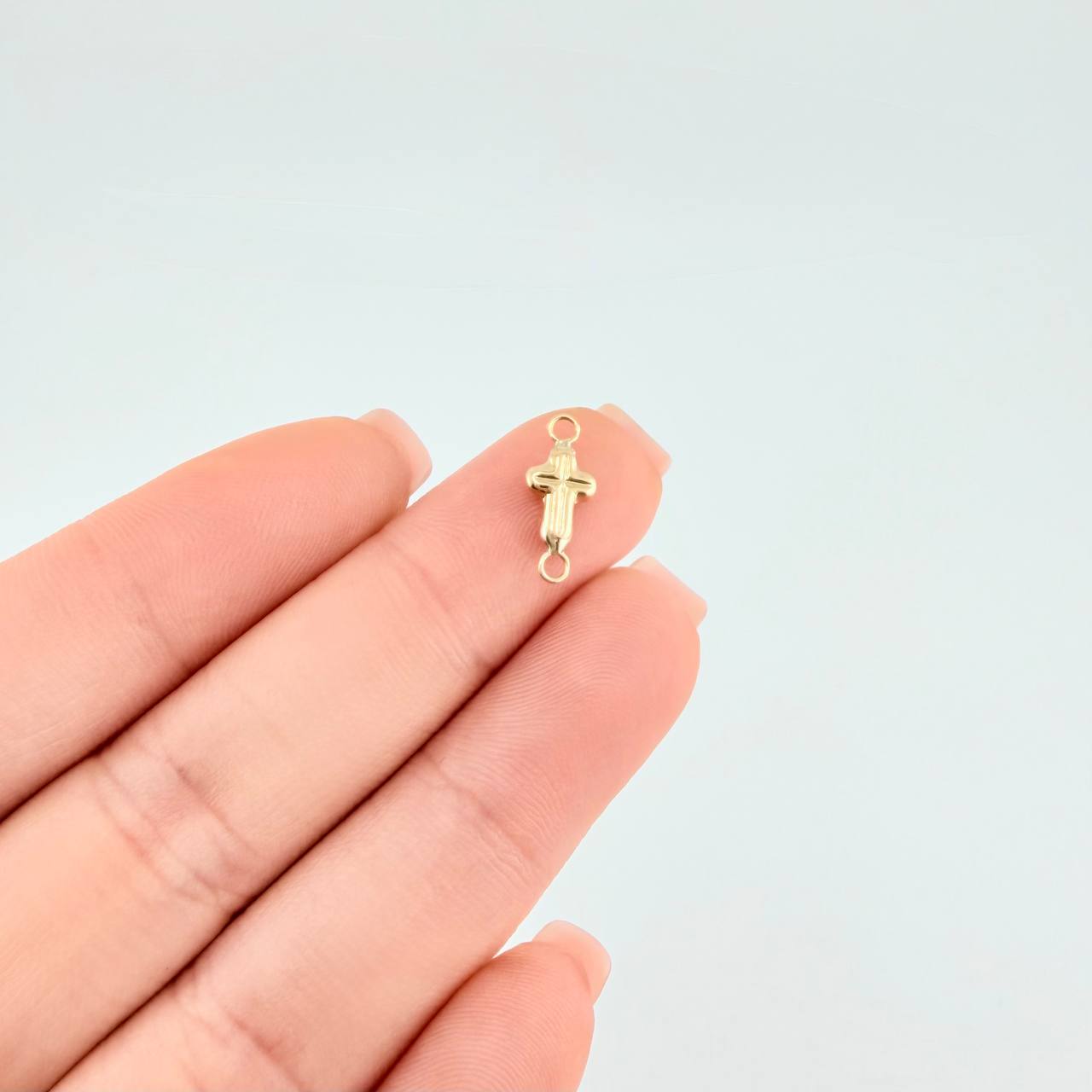 Herraje Cruz Latiin Rayada 0.25 g / 1.4 cm Oro Amarillo 18K