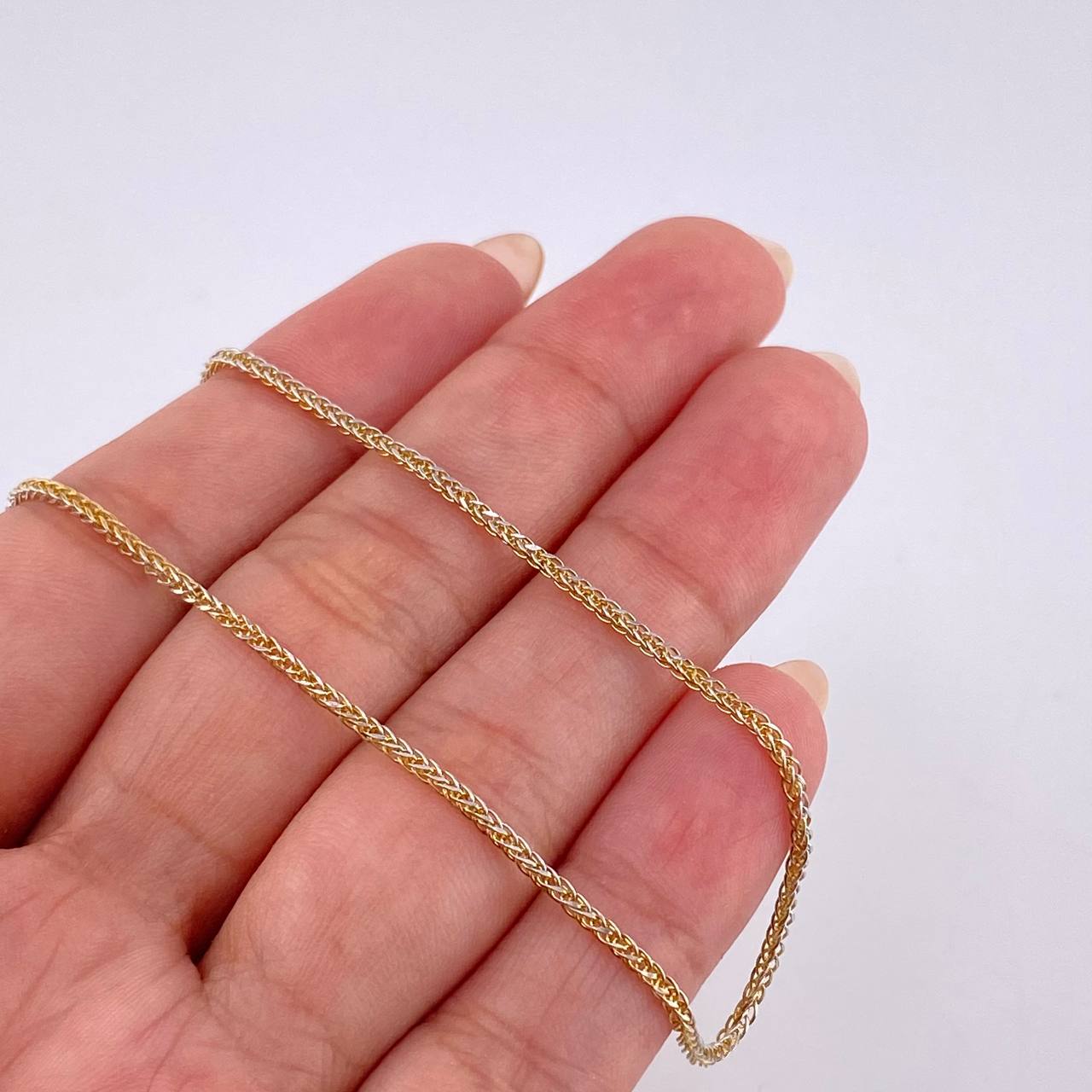 Cadena Franco 2.15 g / 60.5 cm / 1.2 mm Dos Oros Amarillo Blanco 18K