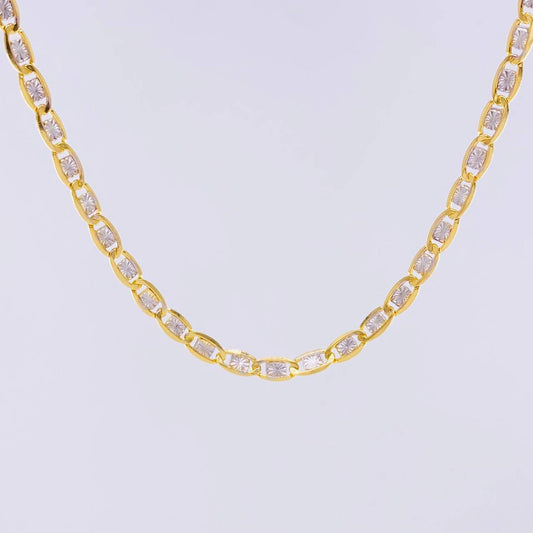 Cadena Plana Diamantada 4.3 g / 60.3 cm / 2.9 mm Dos Oros Amarillo Blanco 18K