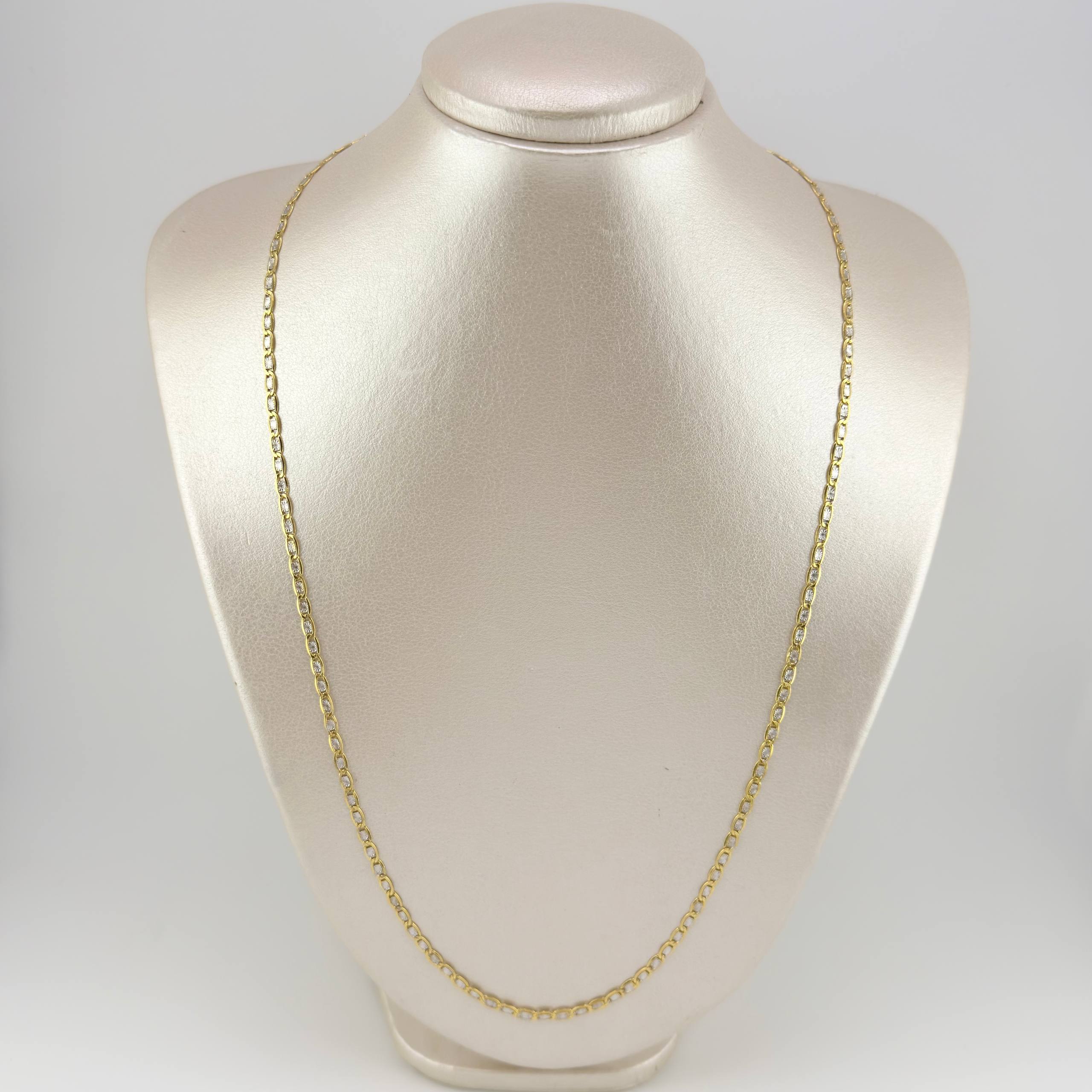 Cadena Plana Diamantada 4.3 g / 60.3 cm / 2.9 mm Dos Oros Amarillo Blanco 18K