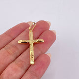 Dije Cruz Cristo Puntas Planas 1.9 g / 4.5 cm Oro Amarillo 18K