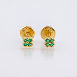 Topos Trebol Esmeraldas 5pts 0.8gr / 3mm Oro Amarillo 18K ©