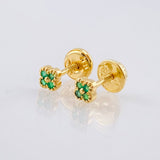 Topos Trebol Esmeralda 6pts 0.8gr / 3.6mm Oro Amarillo 18K *