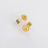 Topos Trebol Esmeraldas 6pts 0.8gr / 3.6mm Oro Amarillo 18K