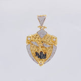 Dije Escudo San Miguel Arcangel 16.2g / 5.5cm Dos Oros Amarillo Blanco 18K
