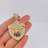 Dije Escudo San Miguel Arcangel 16.2g / 5.5cm Dos Oros Amarillo Blanco 18K