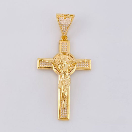 Dije Cruz Cristo San Benito 12g / 6.5cm Oro Amarillo 18K