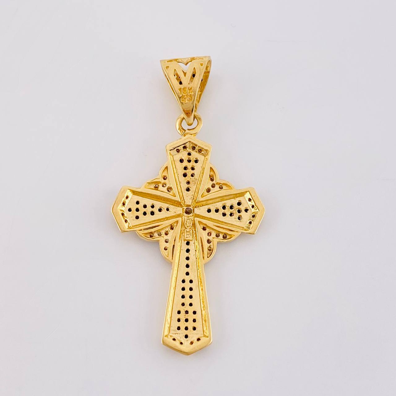 Dije Cruz Floral 6.6g / 4.7cm Dos Oros Amarillo Blanco 18K