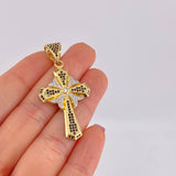 Dije Cruz Floral 6.6g / 4.7cm Dos Oros Amarillo Blanco 18K