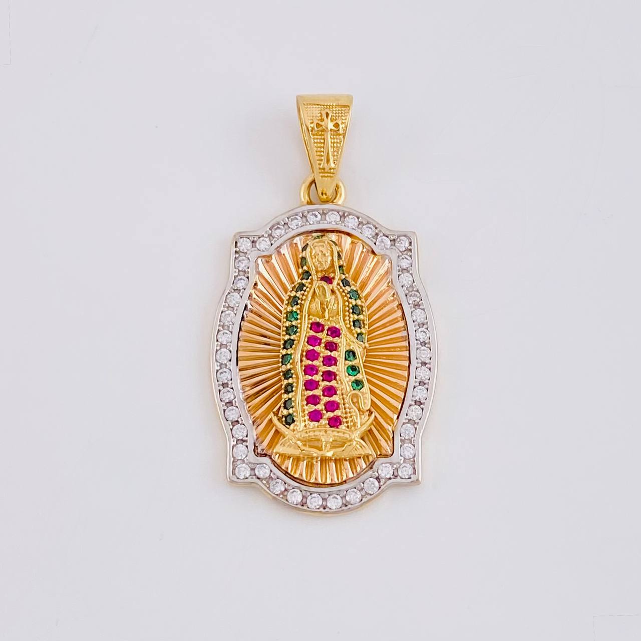Dije Virgen de Guadalupe 7.2g / 3.7cm Dos Oros Amarillo Blanco 18K