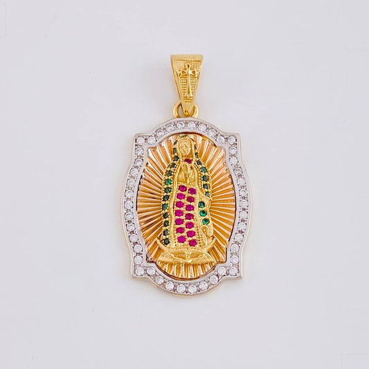 Dije Virgen de Guadalupe 7.2g / 3.7cm Dos Oros Amarillo Blanco 18K