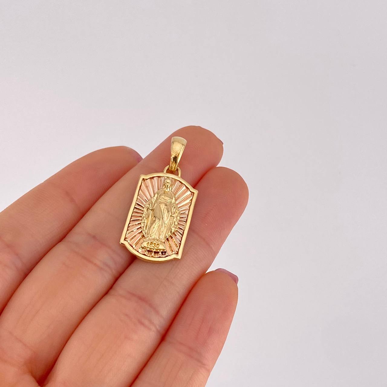 Dije Virgen de la Milagrosa 5.25g / 3.2cm Dos Oros Amarillo Rosa 18K