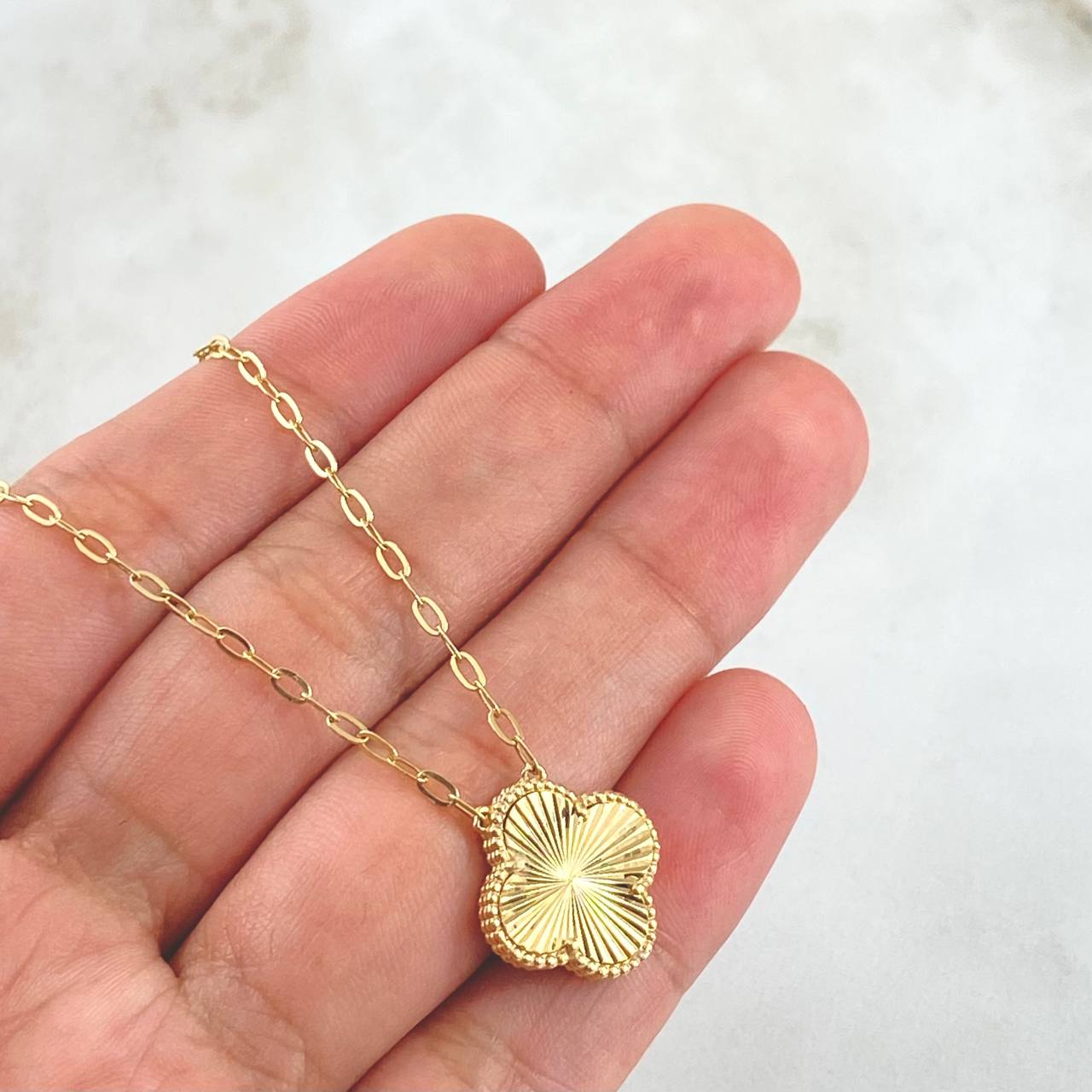Cadena Aro Seguido Treból VCyA 4.65gr / 50cm / 1.8mm Diamantado Punteado Oro Amarillo Nac.Esp. 18K *