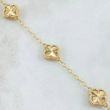 Pulso Aro Seguido Trébol VCyA Gradual 4.45gr / 16.5cm-19.5cm / 1.9mm Diamantado Punteado Oro Amarillo Nac.Esp. 18K