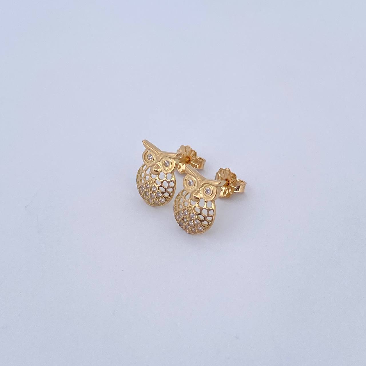 Topos Buho 1.65gr / Circones Blancos Oro Amarillo 18K &