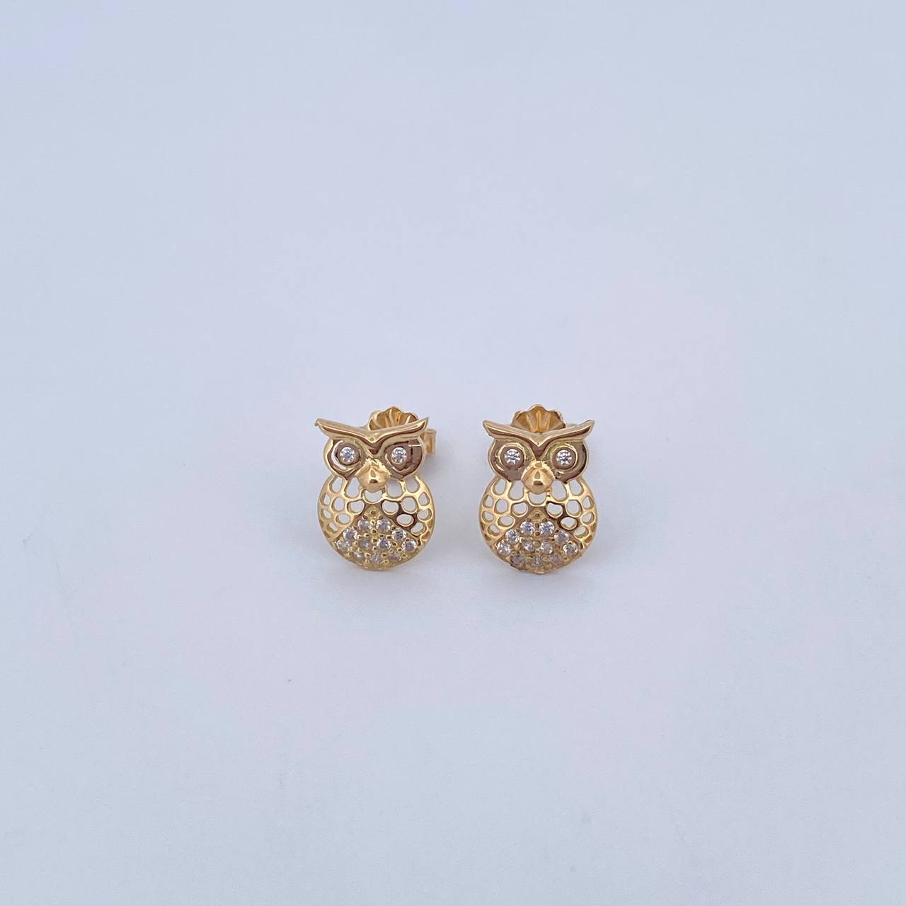 Topos Buho 1.65gr / Circones Blancos Oro Amarillo 18K &