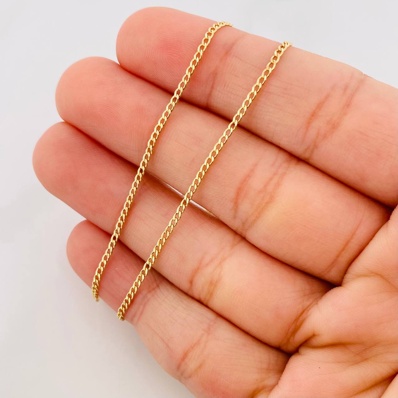 Cadena Mini Cubana 1.55g / 50cm / 1.43mm Oro Amarillo 18K