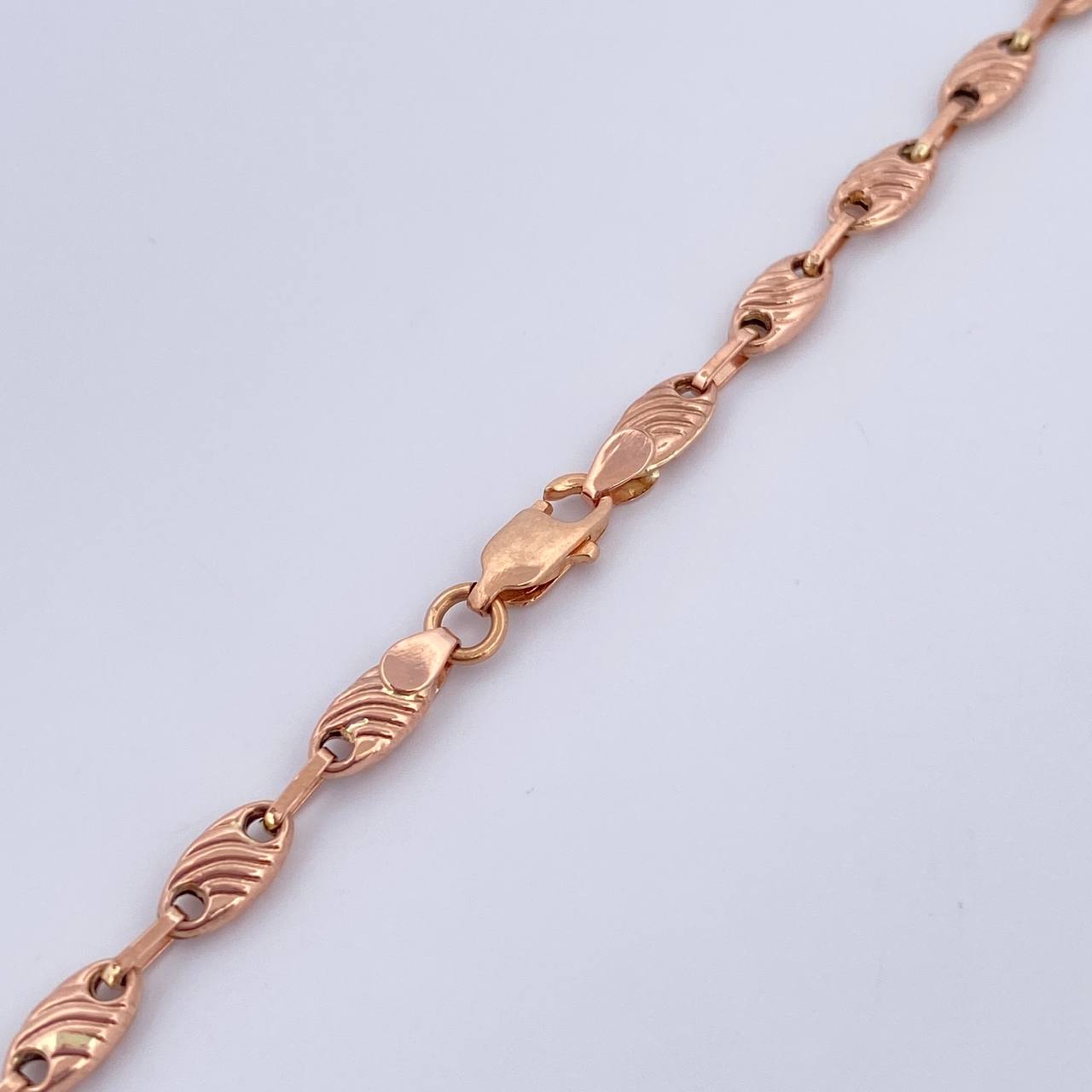 Cadena Rustica 9.15gr / 58cm / 3.7mm Eslabon Lineas Oro Rosa 18K $