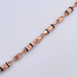 Cadena Rustica Tornillo 10gr / 60.8cm / 3.6mm Cauchos Negros Oro Rosa 18K $