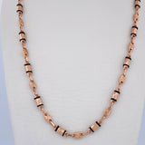 Cadena Rustica Tornillo 10gr / 60.8cm / 3.6mm Cauchos Negros Oro Rosa 18K $