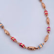 Cadena Rustica Barril 12.6gr / 60.6cm / 4.3mm Cauchos Fucsias Azules Oro Rosa 18K $