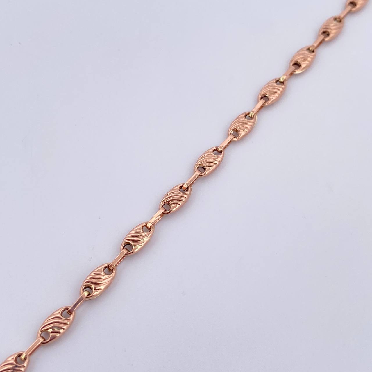 Pulso Rustico 3.05gr / 18.8cm / 3.8mm Eslabon Lineas Oro Rosa 18K $