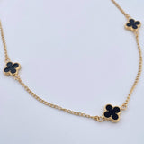 Cadena Espiga Trebol 6.95gr / 51.2cm / 1.2mm Electroestatico Negro Oro Amarillo 18K &