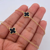 Cadena Espiga Trebol 6.95gr / 51.2cm / 1.2mm Electroestatico Negro Oro Amarillo 18K &
