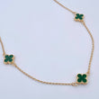 Cadena Espiga Trebol 4.1gr / 45.8cm / 1.1mm Electroestatico Verde Oro Amarillo 18K &