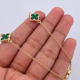 Cadena Espiga Trebol 4.1gr / 45.8cm / 1.1mm Electroestatico Verde Oro Amarillo 18K &
