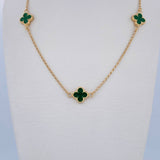 Cadena Espiga Trebol 4.1gr / 45.8cm / 1.1mm Electroestatico Verde Oro Amarillo 18K &