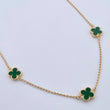 Cadena Espiga Trebol 6.35gr / 44.4cm / 1.2mm Electroestatico Verde Oro Amarillo 18K &