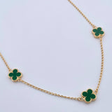 Cadena Espiga Trebol 6.35gr / 44.4cm / 1.2mm Electroestatico Verde Oro Amarillo 18K &