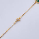 Cadena Espiga Trebol 6.35gr / 44.4cm / 1.2mm Electroestatico Verde Oro Amarillo 18K &