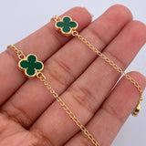 Cadena Espiga Trebol 6.35gr / 44.4cm / 1.2mm Electroestatico Verde Oro Amarillo 18K &