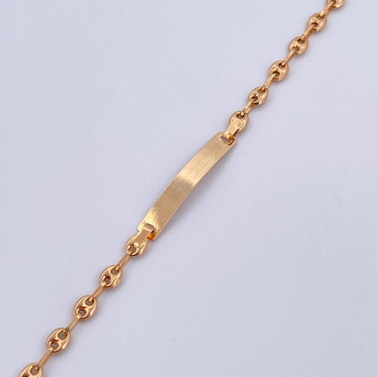Pulso Bebé GC 1.95gr / 15cm / 3.3mm Placa Rectangular Curva Oro Amarillo 18K &