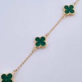 Pulso Espiga Trebol 4.8gr / 18.5cm / 1.2mm Electroestatico Verde Oro Amarillo 18K &