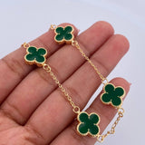 Pulso Espiga Trebol 4.8gr / 18.5cm / 1.2mm Electroestatico Verde Oro Amarillo 18K &