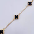 Pulso Espiga Trebol 3.3gr / 18.3cm / 1.2mm Electroestatico Negro Oro Amarillo 18K &