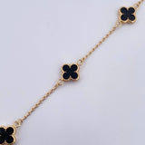 Pulso Espiga Trebol 3.3gr / 18.3cm / 1.2mm Electroestatico Negro Oro Amarillo 18K &