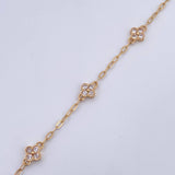 Pulso Aro Seguido Trebol  3.15gr / 19.6cm / 1.3mm Circones Blancos Oro Amarillo 18K &