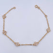 Pulso Aro Seguido Trebol  3.15gr / 19.6cm / 1.3mm Circones Blancos Oro Amarillo 18K &