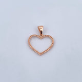Dije Silueta Corazon 1.55gr / 2.4cm / Circones Blancos Oro Rosa 18K &