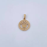 Dije Corona RX 2.2gr / 2.2cm / Circones Blancos Oro Amarillo 18K &
