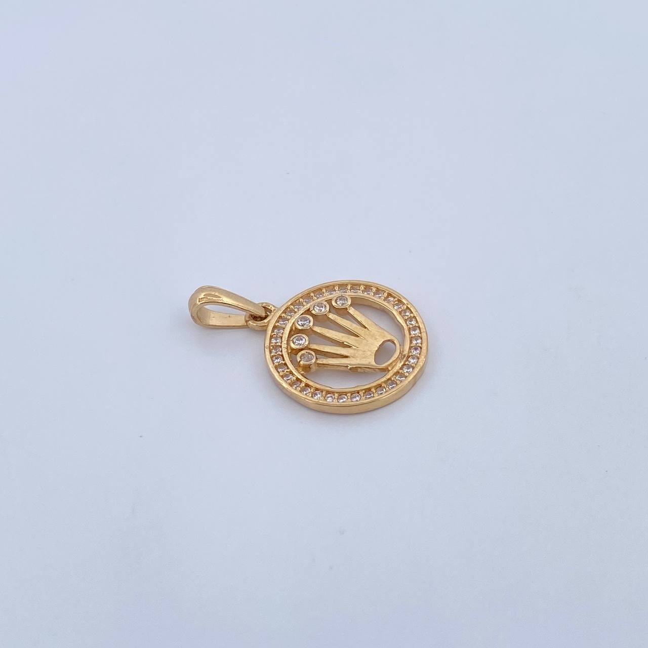 Dije Corona RX 2.2gr / 2.2cm / Circones Blancos Oro Amarillo 18K &
