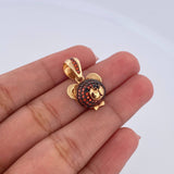 Dije Rostro Oso 3.05gr / 2.1cm / Circones Negros Naranjas Dos Oros Negro Amarillo 18K &