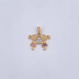 Dije Niñas 1.5gr / 2cm / Circones Morados Rosados Blancos Dos Oros Amarillo Blanco 18K &