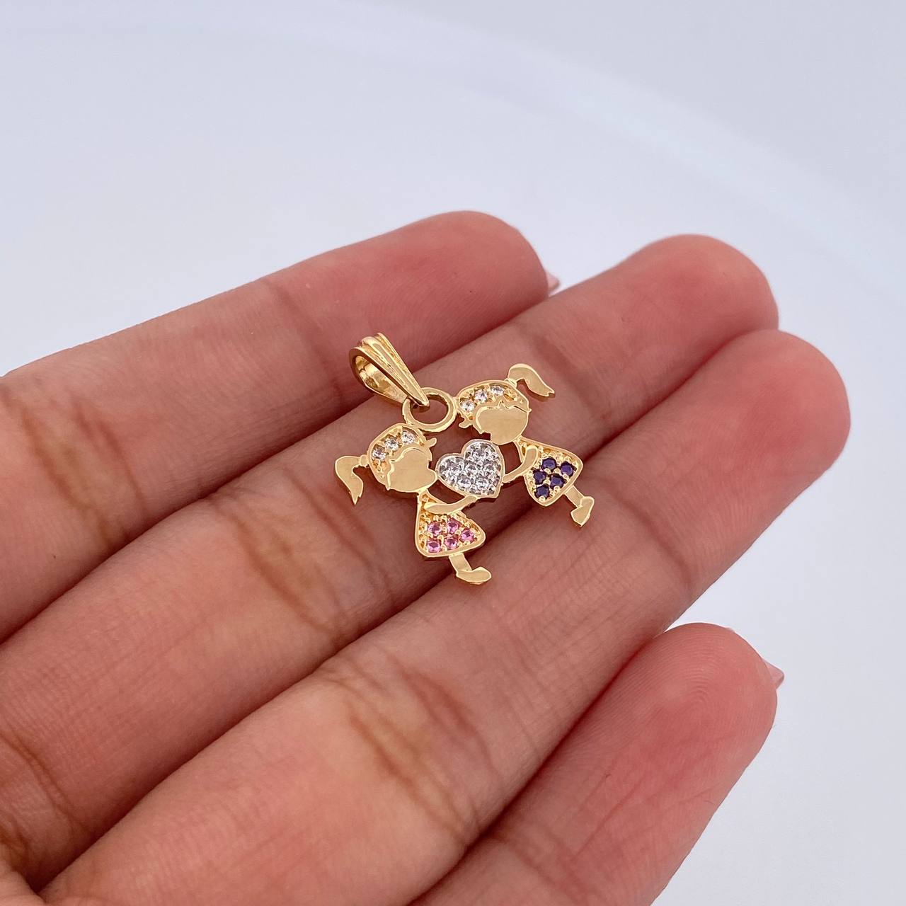 Dije Niñas 1.5gr / 2cm / Circones Morados Rosados Blancos Dos Oros Amarillo Blanco 18K &