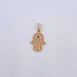 Dije Mano Hamsa 1.35gr / 2.5cm / Circon Azul Oro Amarillo 18K &