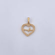 Dije Corazon Linea De Vida 1.45gr / 2.2cm / Circones Blancos Oro Amarillo 18K &